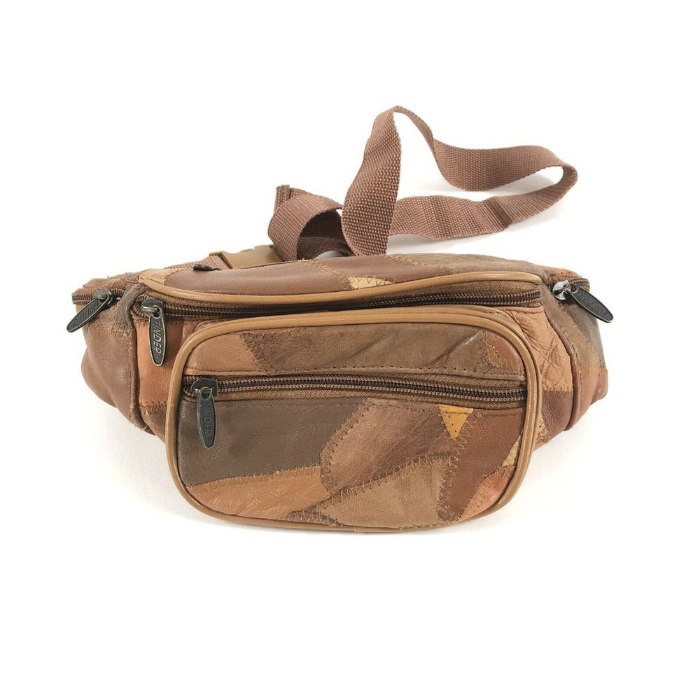 Vintage Tinder Brown Leather Patchwork Fanny Pack